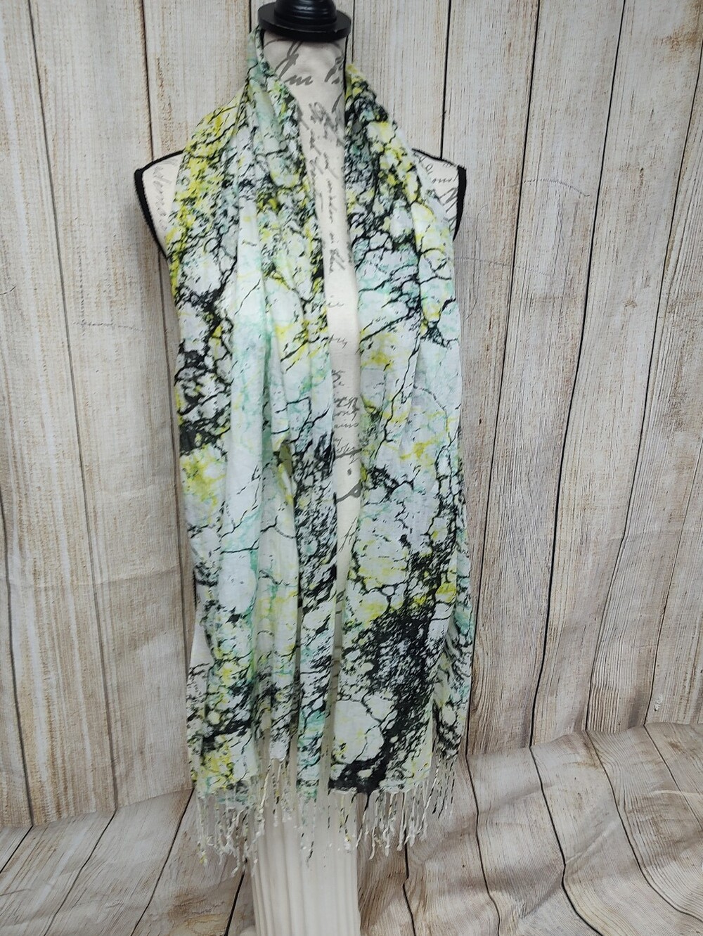 💥$3/20 Marble Print Lightweight Scarf in Mint, Yellow & Black